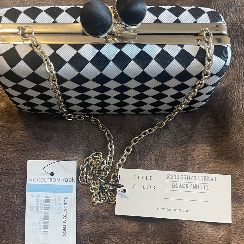 Sondra Roberts Monochrome Checkered Clutch